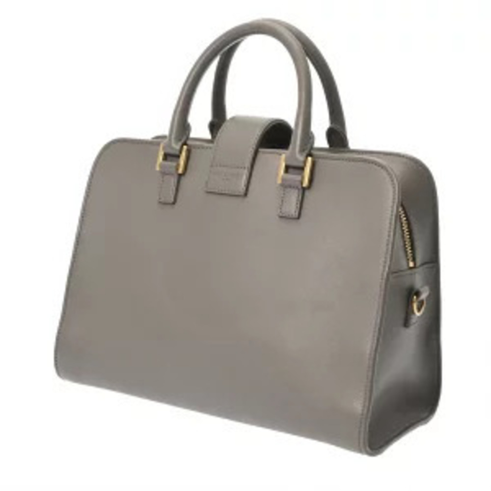 Saint Laurent Baby Cabas Bag Gray Grained Calf Leather Handbag - Picture 2 of 9